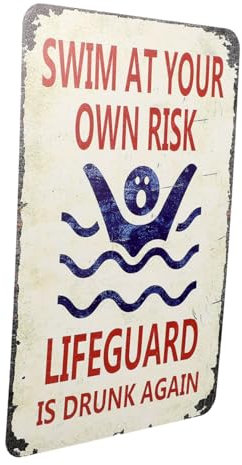 SEWOART Schild mit Schwimmregeln für Den Außenbereich Metall Pool Schild zur Wanddekoration für Schwimmbäder Poster mit Sicherheitsvorschriften für Den Pool für Garten und Poolbereich