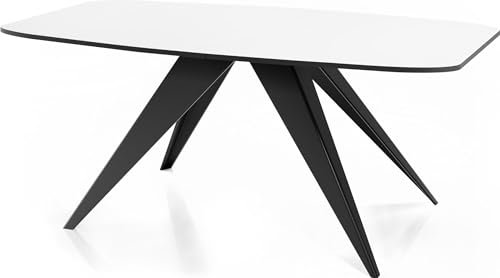 WFL GROUP Ausziehbarer Esstisch im Loft-Stil - Industrieller Tisch mit Schwarzen Metallbeinen - Modernes Design für Wohnzimmer - 160 cm Ausziehbar auf 200 cm - Weiß