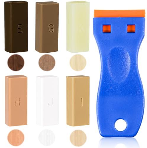 Laminat Wachs Reparaturset Weiß Hartwachs 6 Farben Laminat Reparaturset Wachs Hartwachs Reparaturset Fliesen Holzwachs Reparatur Fliesen Wachskitt Wachs Holzkitt Laminat Reparaturset mit 1 spachtel