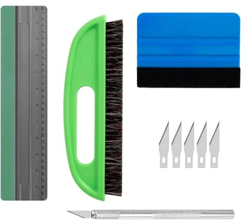 Juego de 5 herramientas para empapelar, incluye cepillo para empapelar, rasqueta para empapelar, herramienta de corte, herramienta de alisado, para papel pintado, película de ventana, vinilo y