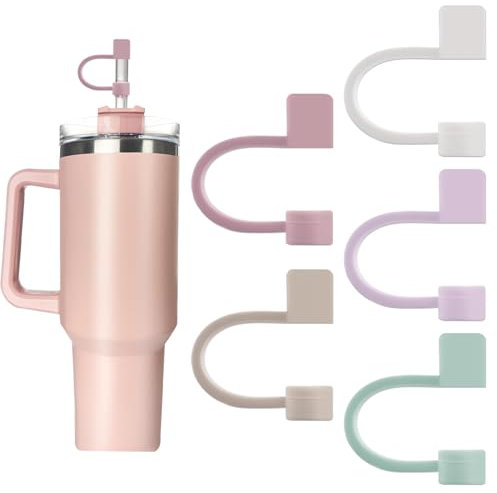 TELAIN 5 Piece Straw Cover Set, Compatible with Stanley 30oz/40oz, 10mm Diameter, Food Grade, Perfect for Outdoor Activities