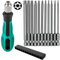 Ksvaye 12 Pezzi Magnetici Cacciaviti Torx Set, 100mm Lunghe 1/4 Gambo Esagonale Punte Torx Elettriche Set, Acciaio Legato S2 Inserti Torx con Manico, T6-T40 Magnetici Cacciavite Torx Bit