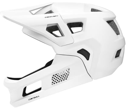 Harilla Casco per Mountain Bike con Mentoniera Removibile E Design Traspirante, Bianco