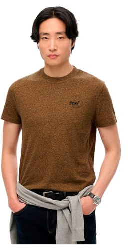 Superdry, T.Shirt Essential Logo EMB Tee, M1011245A, Bronzed Brown GRIT, M, Man, Adulto