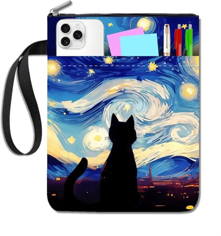 NHQZ Custodia per Libri Protettore,Custodia Libro,Custodia per Libro con Cerniera e Tasca Frontale,Gattino,Copertine per Libri,Regalo per Amanti dei Libri,Copertina per Libri in Tessuto Lavabile