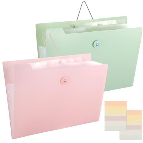 Vyuwast 2 Stück Dokumentenmappe a4 mit 8 Fächer, Fächermappe Mappe, Fächermappe Mit Etiketten, Akkordeon Aktenmappe Für Büro Hause Schule