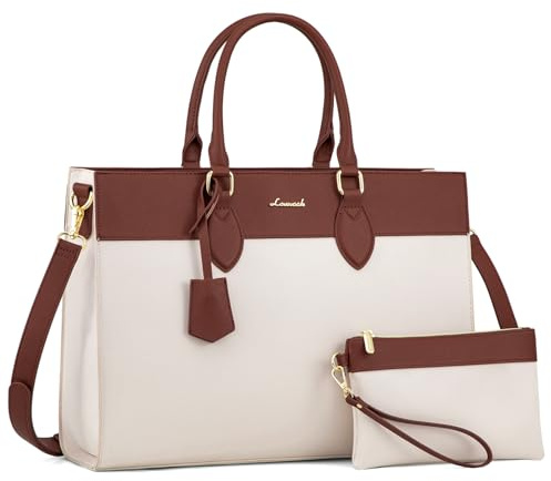 LOVEVOOK Laptoptasche Damen 15,6 Zoll, Groß Arbeitstasche Handtasche | Schultertasche Wasserdicht PU Leder Shopper Tasche Aktentasche Lehrertasche Umhängetasche für Business Arbeit Uni Schule
