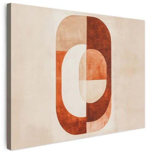 MuchoWow© Leinwandbilder Wall Art Decoration Bilder für die Wand | 70x50 cm - Schlafzimmer Deko Canvas Painting Wanddekoration Wohnzimmer Illustratie - Abstract - Vormen - Rood