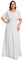 Ever-Pretty Robe de Soirée Femme Moussline Applique Col Rond Manches Courtes Cérémonie Blanc 40