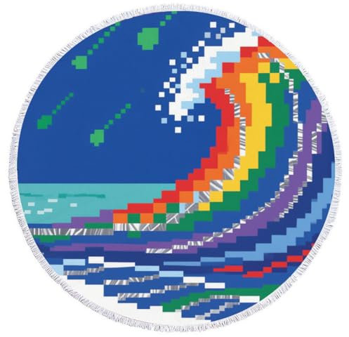XZTRFB 1/2PACK 145 cm Regenbogenwellenmikrofaser Runde Strandtücher für Erwachsene, schnelles, trockenes Sandfreies Reisehandtuch für Strand, Schwimmen, Camping, Fitnessstudio