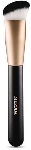 MERODA Essential Make Up Pinsel [abgewinkelte Form] – Mischpinsel für Foundation & Concealer – Konturierwerkzeug für makelloses Finish – Beautybrush vegan & tierversuchsfrei – Pinsel mit synthetischen