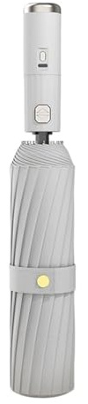 QUEENYARD Parapluie avec ventilateur, parapluie portable avec ventilateur rechargeable USB C intégré, protection solaire pour activités de plein air, gris, 106cm/41.73inch