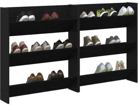vidaXL Shoe Cabinet 2 pcs Black Oak 86 x 18 x 90 cm Engineered Wood, Hallway Organizer, Modern Rectangular Shoe Cabinet, Space Saving Footwear Rack for Compact Indoor Storage and Mudroom Use