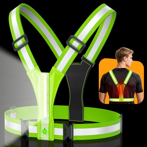 Glangeh Gilet Reflechissant Running Super Lumineux, Lampe Running Pectorale 360°Visible, Alternative à Lampe Frontale, Ajustable Gilet de Sécurité pour Adulte Enfant, Course/Cyclisme/Jogging Nocturne
