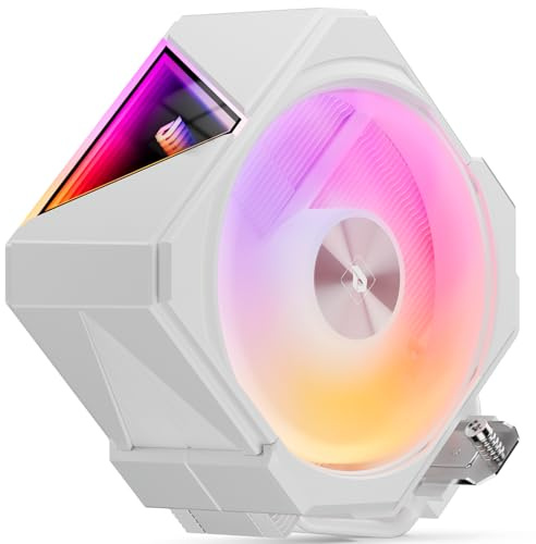 upHere UP1-Elite-TC4C CPU Air Cooler, 4 Heat Pipes CPU Cooler with 120mm ARGB PWM Fan, 240W TDP, for AMD AM5/AM4, Intel LGA 1851/1700/2011/2066/115x, White ARGB