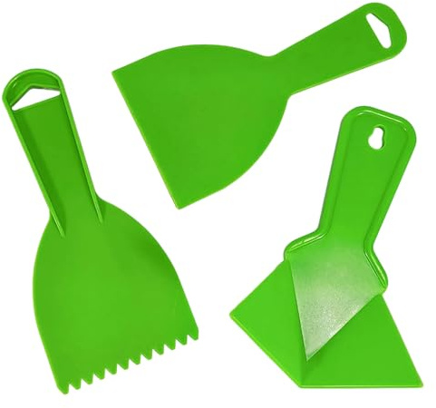Confezione da 3 raschietti per stucco con pettine a motivo a parete e spatola per angoli interni, set di strumenti per progetti di costruzione, raschietto per vernice resistente