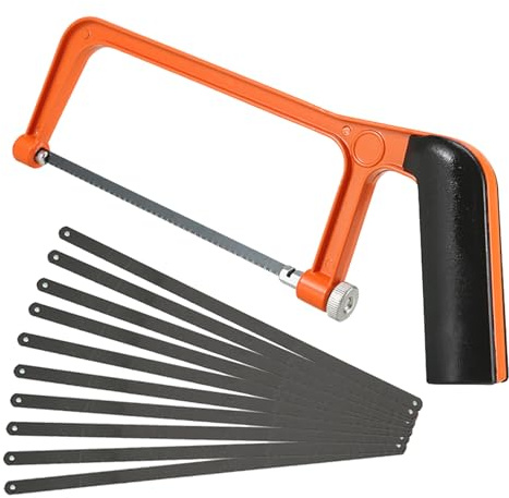Mini Hacksaw Set with 10 Blades Hacksaw with Adjustable Frame for Heavy Duty Metal Cutting Saw for PVC, Wood, Plastic for DIY & Repair