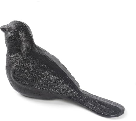 GDYOOSHOW Cast Iron Door Stop Heavy Duty Bird Door Stopper Floor Decorative Statue for Home Office Bedroom Exterior Door (Black)