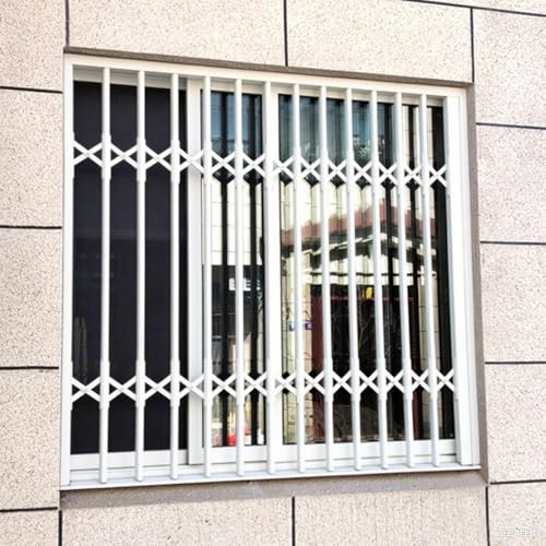 Verstellbares, weißes Fenster-Sicherheitsgitter und Balustrade, einbruchsichere Stange, um Stürze zu verhindern, Upgrade Türstrebe, Sicherheitsstange (100 x 100 cm)