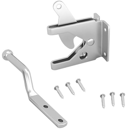 INOOMP Loquet Coulissant en Acier Carbone Argenté, Verrouillage Automatique Anti-rouille Tiges et Vis, pour Porte de Poulailler ou Portail en Bois, 1 Set