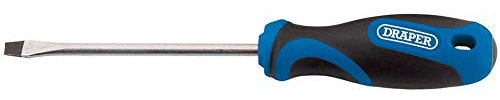 Draper 48922 Plain Slot Screwdriver with Soft Grip Handle, 5.0mm x 100mm , Blue