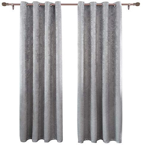 WOLTU Thermovorhang Kälteschutz 2er Set Verdunklungsvorhänge Ösen Vorhang Blickdicht, 250g/m² Schwere Wärmeisolierende Vorhänge Damast Optik Gardinen Wohnzimmer Schlafzimmer, 135x245 cm Dunkelgrau