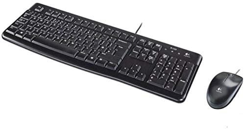 Logitech MK120 Kabelgebundenes Set mit Tastatur und Maus für Windows, Portugiesisches QWERTY-Layout - Schwarz