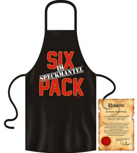 trag-das Bedruckte Fun Grill Schürze - Motiv: Sixpack im Speckmantel - Spaß Grill Kochschürze Weihnachten Advent Nikolaus Küche