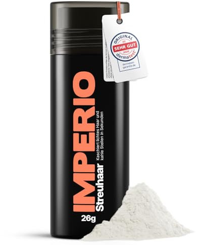 IMPERIO Streuhaar zur Haarverdichtung & vollem Haar in Sekunden. Schütthaar für einen authentischen Look. 100% Natur! In Premium Friseurqualität - 26g (Weiß)