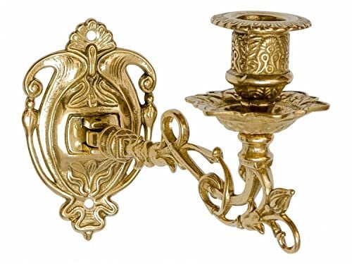 Messing Klavier-Wandleuchter,Kerzen-Wandhalter brünniert, Requisite 1082258