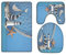 A.Monamour Badezimmer Badematte 3 Teilig Set Weißer Leuchtturm Segelboot Seestern Muscheln Fischernetz Blaue Hölzerne Nautische StrandFlanell Saugfähig Badteppiche Badvorleger Badgarnitur WC Vorleger