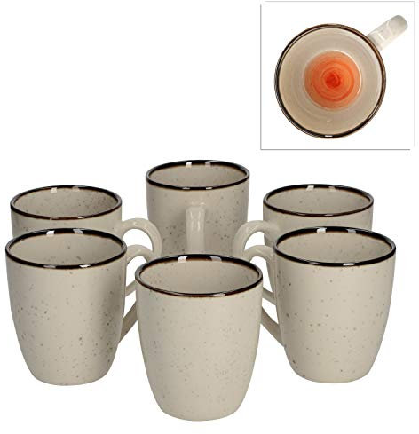 Van Well Nova Lot de 6 tasses à café 380 ml I Motif tourbillon orange I XL tasses à thé I Service de table I Accessoires de restauration brunch & buffet