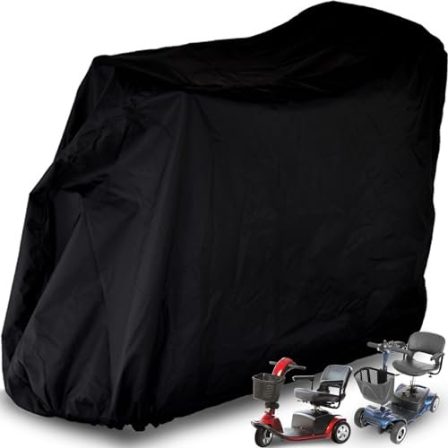 Valchoose 48L x 22W x 38H Upgraded Mobility Scooter Storage Cover, 420D Oxford Fabric Scooter Weather Cover, with Waterproof Strip, Water Resistant, Anti-UV, Heavy Duty, Storage Bag (Black)