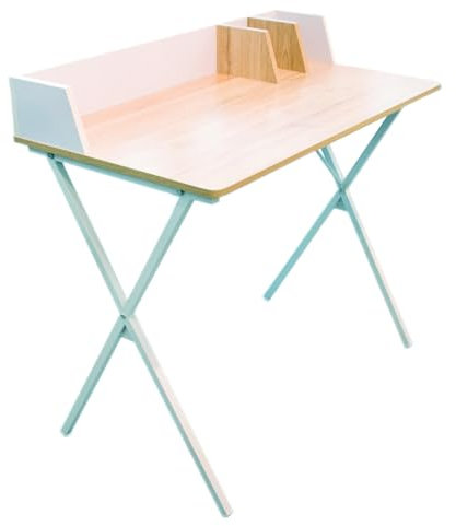 HOME DECO FACTORY, HD6423, Bureau Brice Blanc, Table de Travail Moderne et Fonctionnelle pour télétravail, Design épuré, Dimensions 84 x 90 x 50 cm, Couleur Blanche