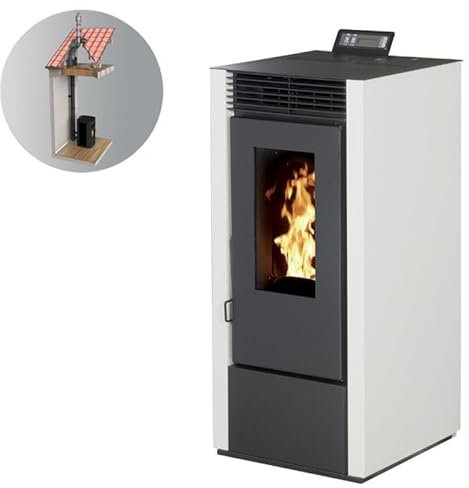 INTERSTOVES - Pack INTERSTOVES Poêle à granules MARINA 14 Etanche Canalisable + Kit Conduit Vertical 80/125 - Blanc