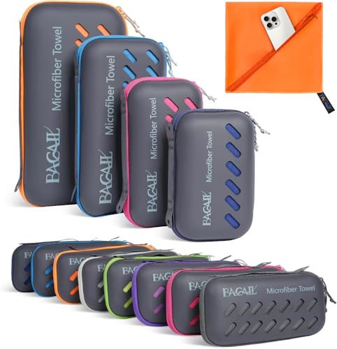 BAGAIL Mikrofaser Handtuch - Kompakt, Ultra Leicht, Schnelltrocknend - Microfaser Handtücher mit Atmungsaktive Eva Box - Perfekte Sporthandtuch, Strandhandtuch, Reisehandtuch und Badehandtücher