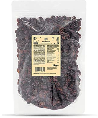 KoRo - Mirtilli rossi dolcificati al succo di mela 1 kg - frutta essiccata con succo di mela - per topping o come snack - confezione convenienza