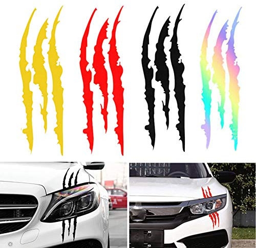Monster Klaue Aufkleber, 4 Stück Monster Klaue AutoAufkleber, Klauenmal Scratch-Aufkleber, Monster Scratch Auto-Aufkleber, Auto Dekoration Decals, Starke Klebrigkeit, Leicht zu Kleben
