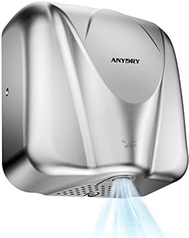 anydry 2812 Comercial Secador de Manos eléctrico automatico, Diseño Elegante 7-10 Segundos para secar,Carcasa de Acero Inoxidable.1650W(Cepillado)