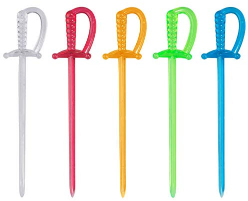 ccHuDE 300 palillos desechables de plástico para espadas de frutas, palillos de dientes, palillos de cóctel, palillos de comida para aperitivos, bebidas, suministros de fiesta