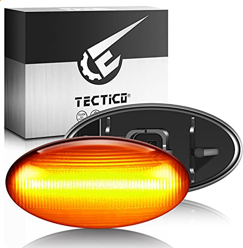 TECTICO LED Dynamique Marqueur latéral Clignotant séquentiel E8 12V 18 LED Jaune brillant pour 107 108 206 301 307 407 607 Expert C1 C2 C3 C4 C5 Xsara Jumpy Berlingo,2 Pièces