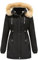 YFFUSHI Wintermantel Damen Warm Dicker Winterparka mit Fellkapuze Fell Kapuze Outdoor Jacke Mantel Oversized für Winter,Schwarz,M