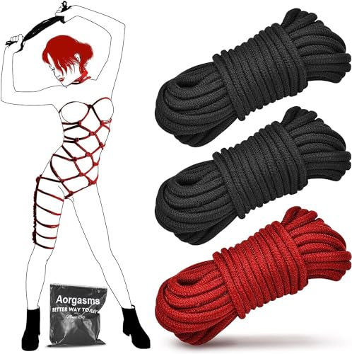 Aorgasms 3X 10M Bondageseil Weich Fesselseil Bondage Seil mit 10 Metern Baumwollseil, BDSM Fetich Bondage Set Für Fesseln SM Sexspielzeug für Paare Frauen Extrem Bed Fesselspiele