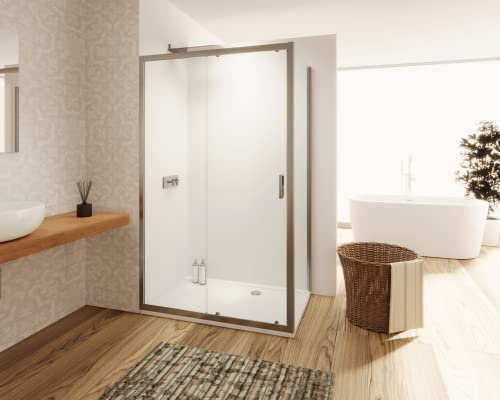 Box Doccia Angolare 90x140cm con Apertura Scorrevole da 140cm e Parete Fissa da 90cm con Vetro Temperato Trasparente da 6mm Antinfortunistico con Trattamento Anticalcare Altezza 190cm
