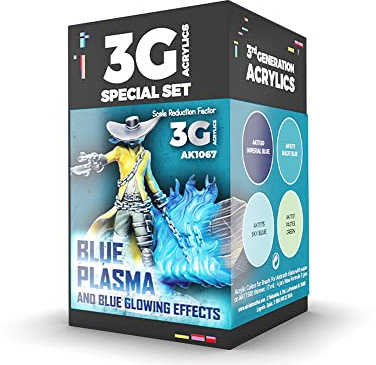 AK Acrylics 3Gen WARGAME SET AK1067 BLUE PLASMA AND GLOWING EFFECTS (4x17ml)