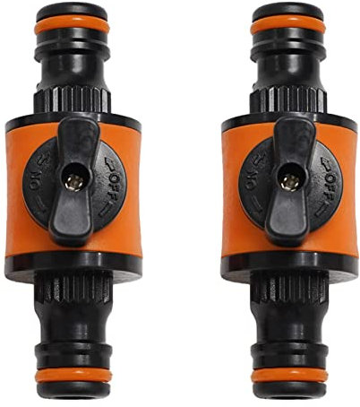 Agoky 2 Stück Absperrventil 2 Wege Gartenschlauch Anschlussteil Absperrbar Wasserverteiler Garten Schlauch Verteiler für Garten Bewässerung Schwarz&Orange One Size