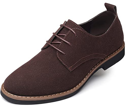 Zapatos de ante para hombre, zapatos de vestir clásicos Oxford con cordones, Brown, 42 2/3 EU