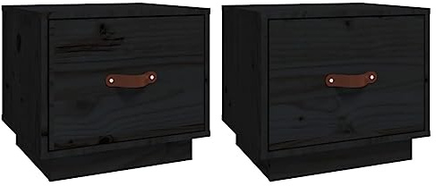 vidaXL Bedside Cabinets 2 pcs Black 40x34x35 cm Solid Wood Pine