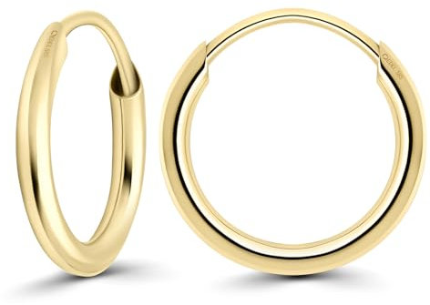 EDELIND Filigrane Damen Creolen Gold Klein 9mm 585 Gelbgold Hoop Creolen Set 14 Karat Gold Ohrringe Breite 1,3 mm inkl Geschenk Box Made in Germany
