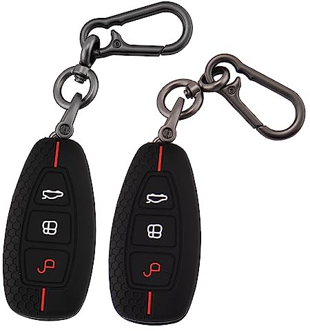 ERMWALR 2 pièces Coque de clé de Voiture Compatible avec Ford Fiesta Focus C-Max Galaxy B-Max Grand C-Max Kuga Mondeo S-Max Smart Car Remote Key Fob Case Lot de 2 (Frd-3-BB)